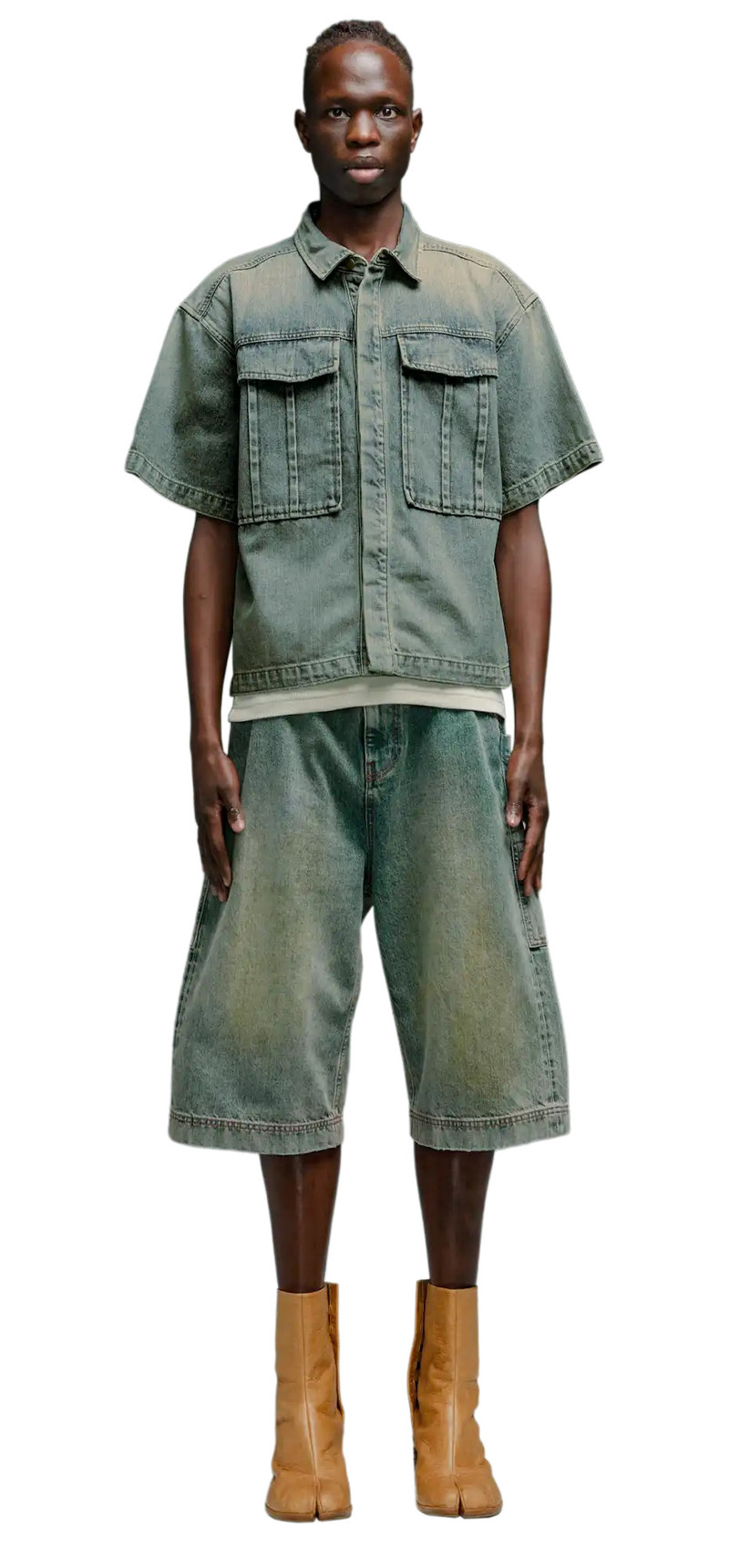 entire studios HEAVY DENIM SHIRT SURFACE WAVE outlook