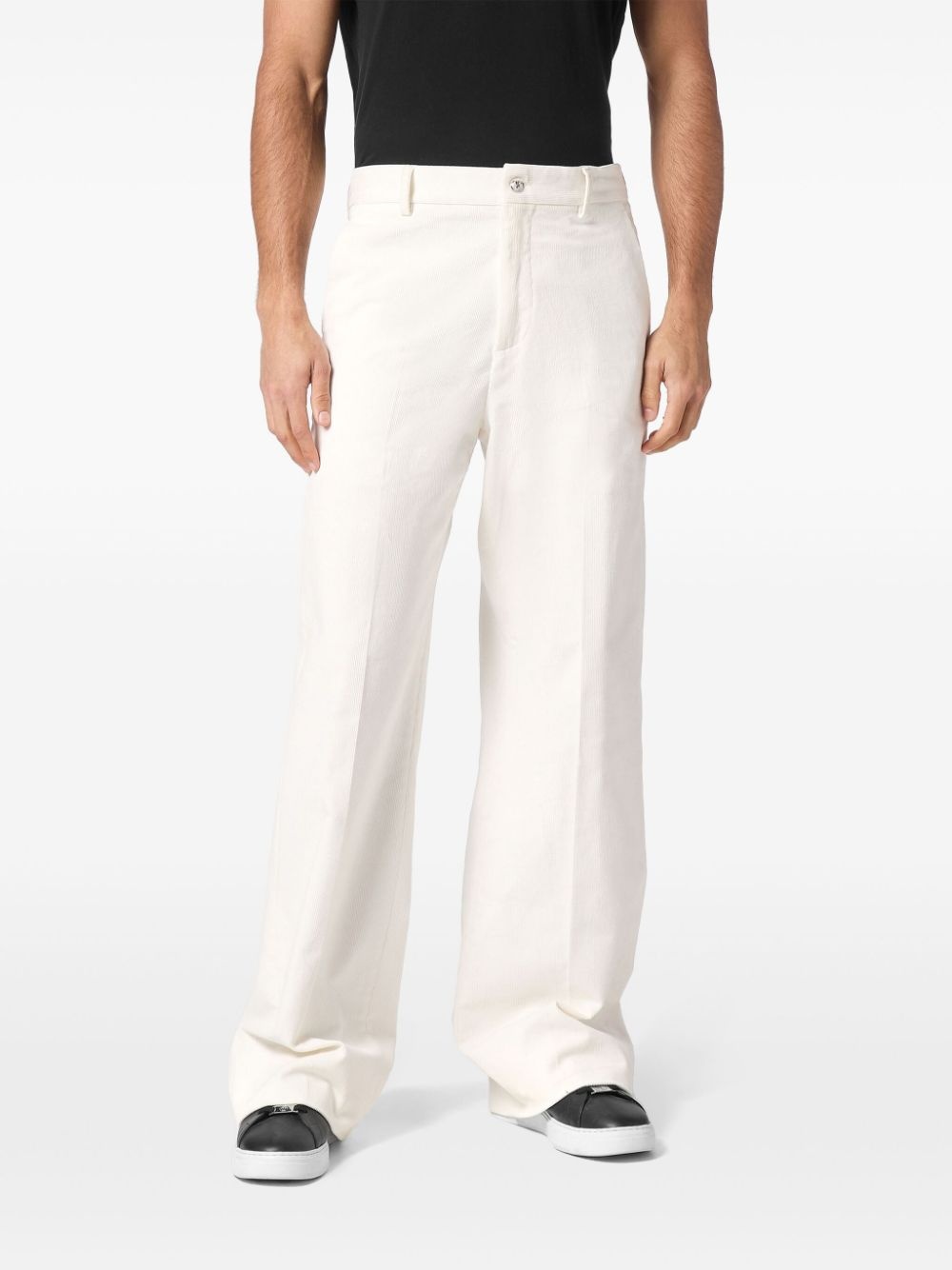 wide-leg velvet trousers - 3