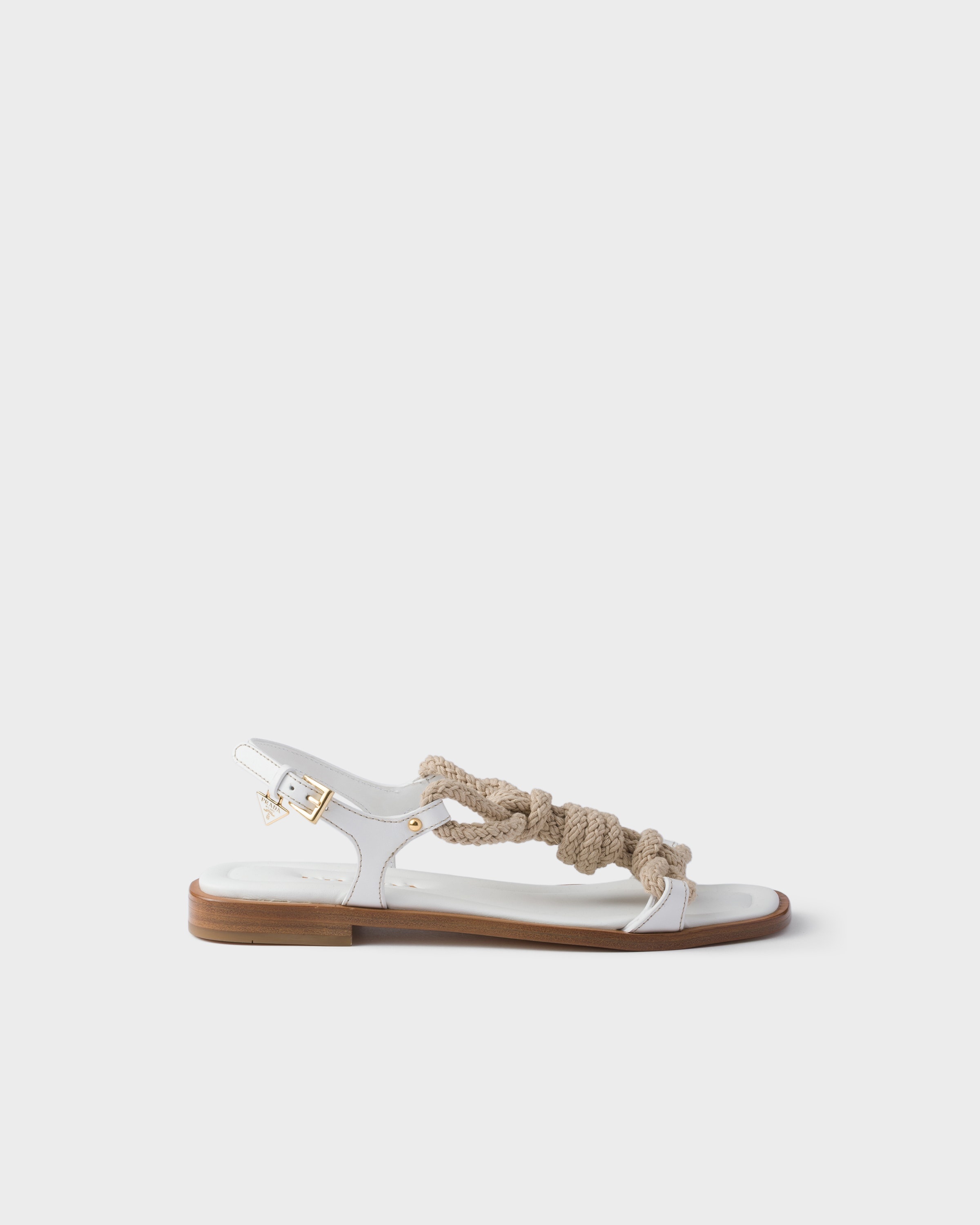 Flat leather and cord sandals - 2
