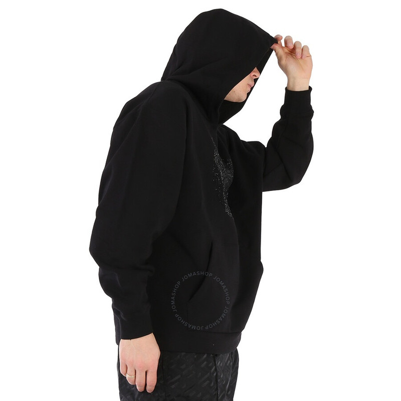 VERSACE Versace Men's Black Embellished Medusa-Print Hoodie outlook