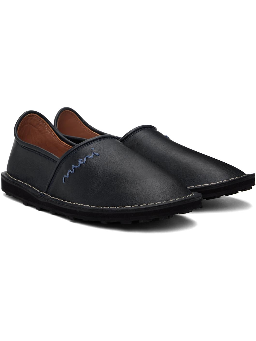 Navy 'Marni' Symbol Loafers - 4