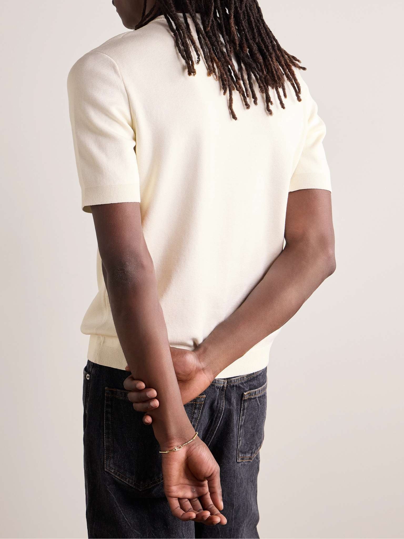 Logo-Intarsia Silk and Cotton-Blend T-Shirt - 4