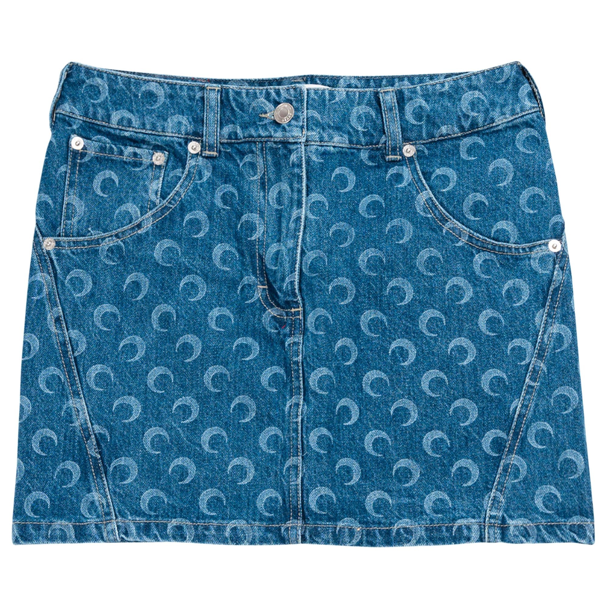 Marine Serre Deadstock Denim Mini Skirt 'Blue' - 1