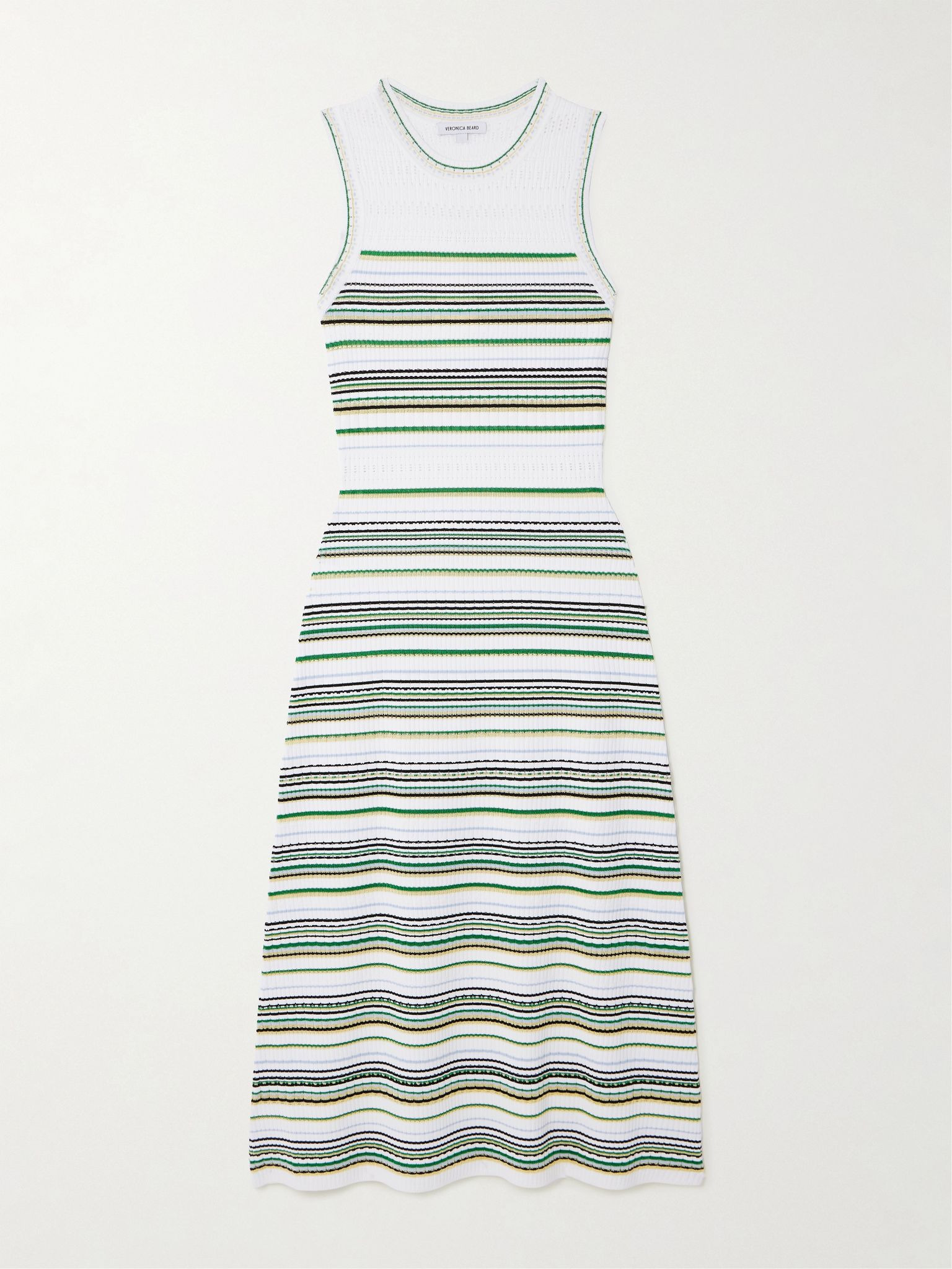 Dawna striped ribbed-knit midi dress White - 1