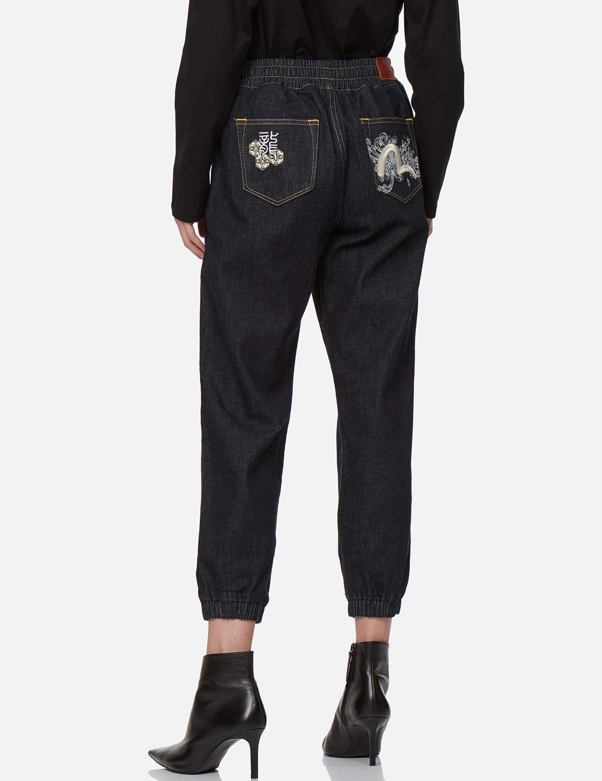 DISCHARGED CHRYSANTHEMUM DENIM JOGGER PANTS - 3