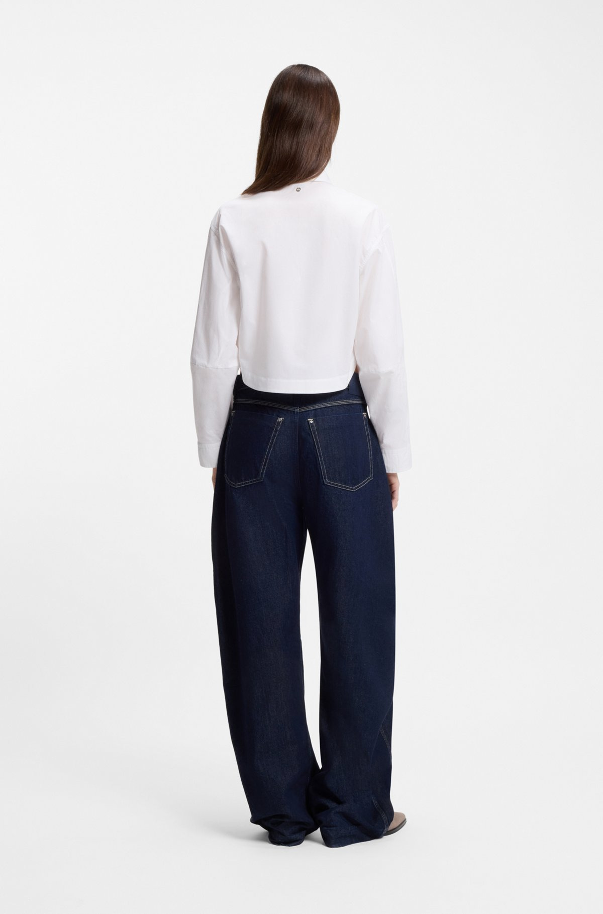 OVERSIZE-FIT CROPPED BLOUSE IN COTTON POPLIN - 5