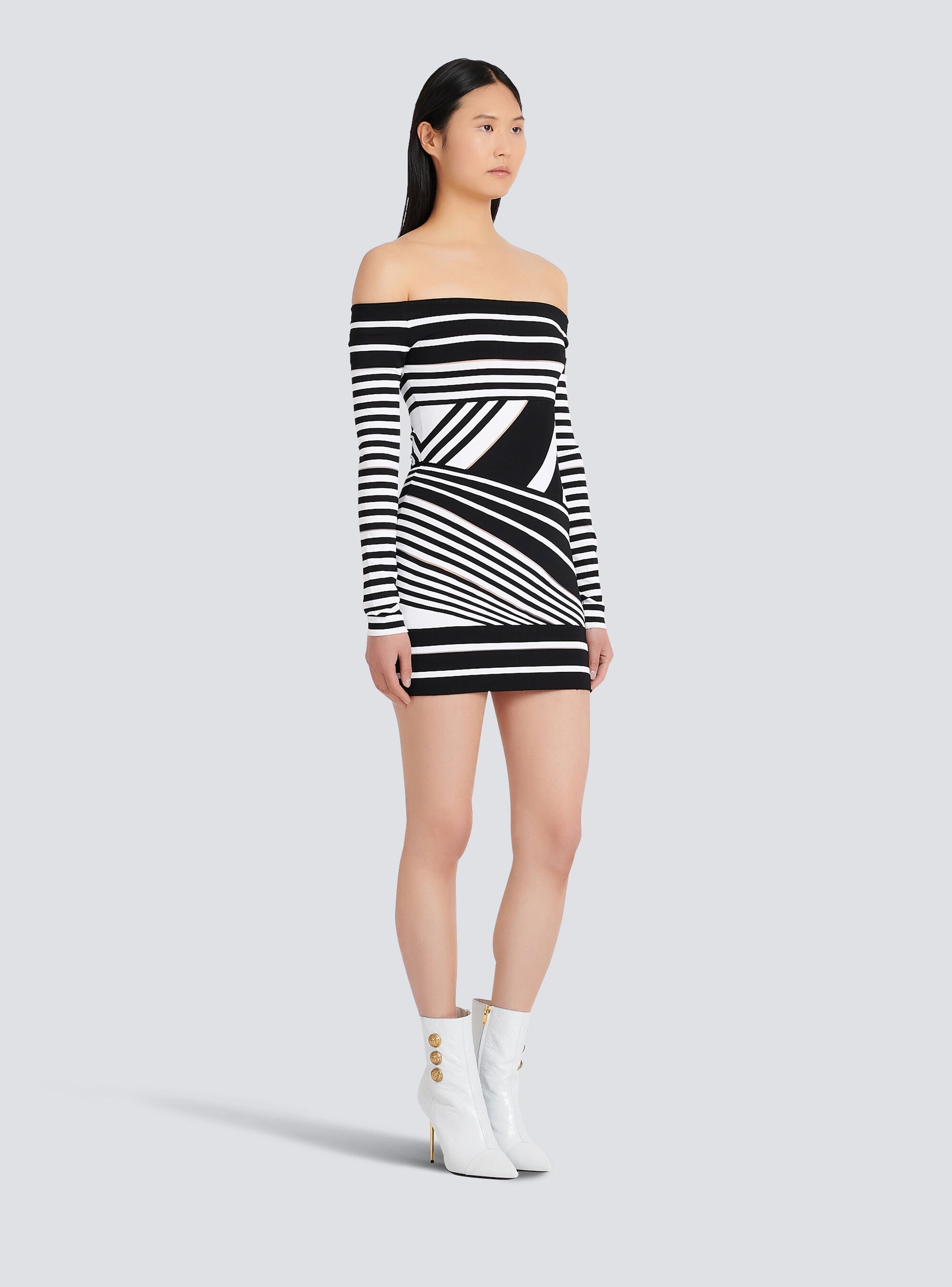 Short striped eco-designed jacquard dress - 5