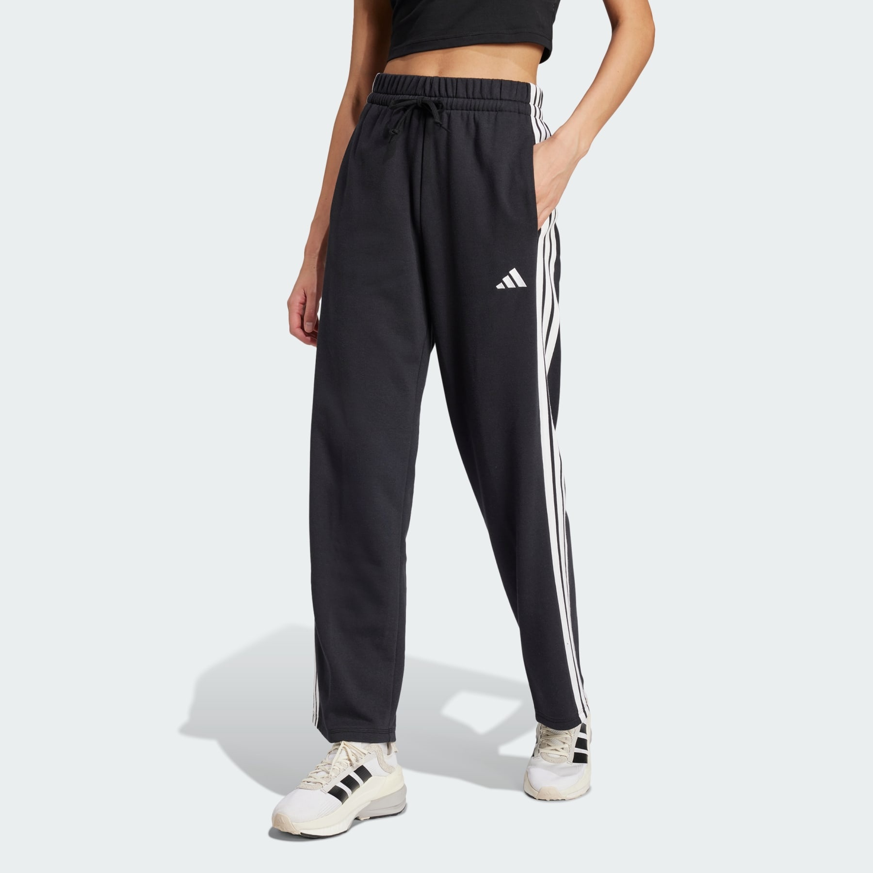 Essentials 3-Stripes Open Hem French Terry Pants - 2