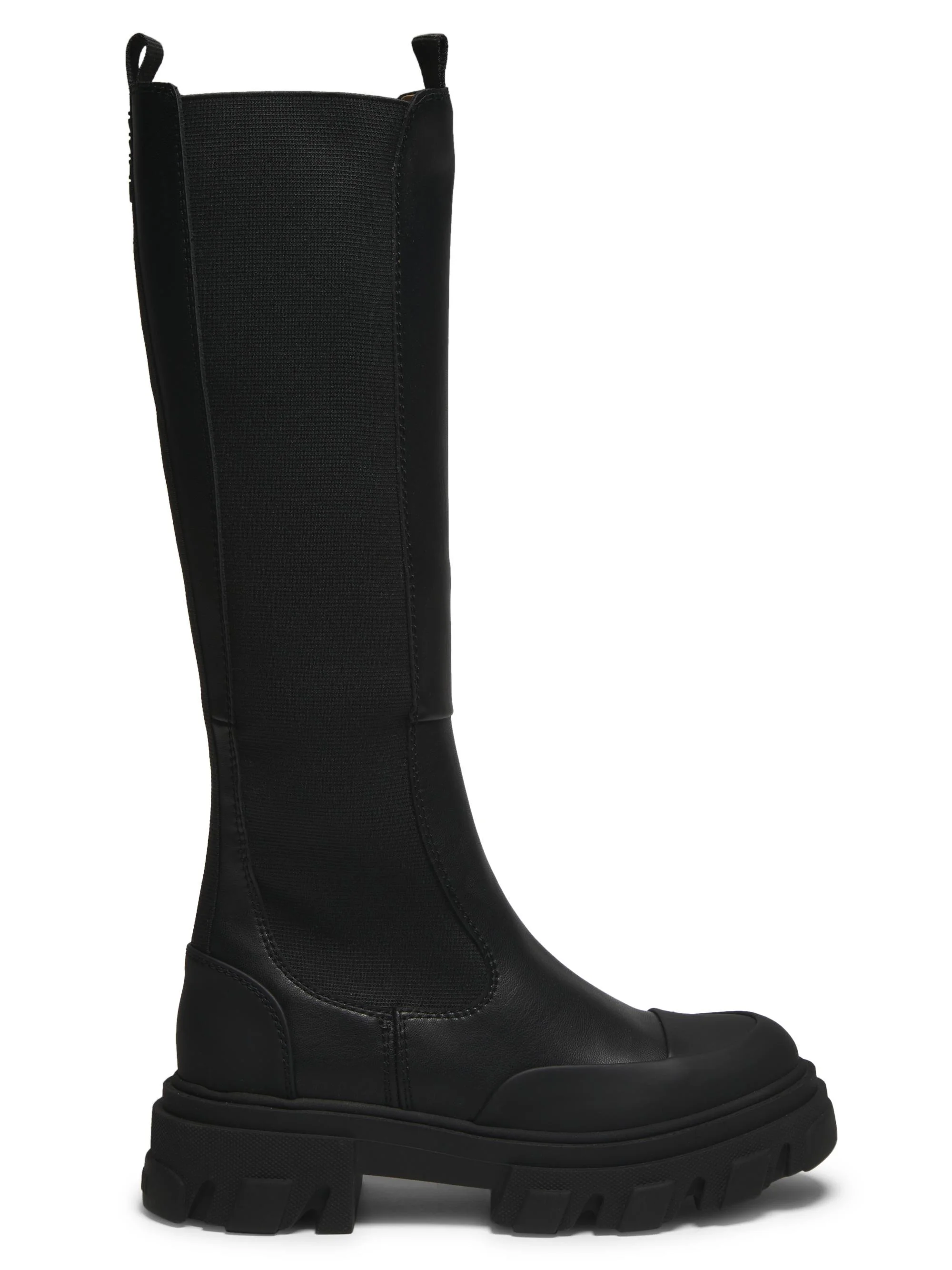 Women's Cleated Knee-High Chelsea Boots - Black - 1