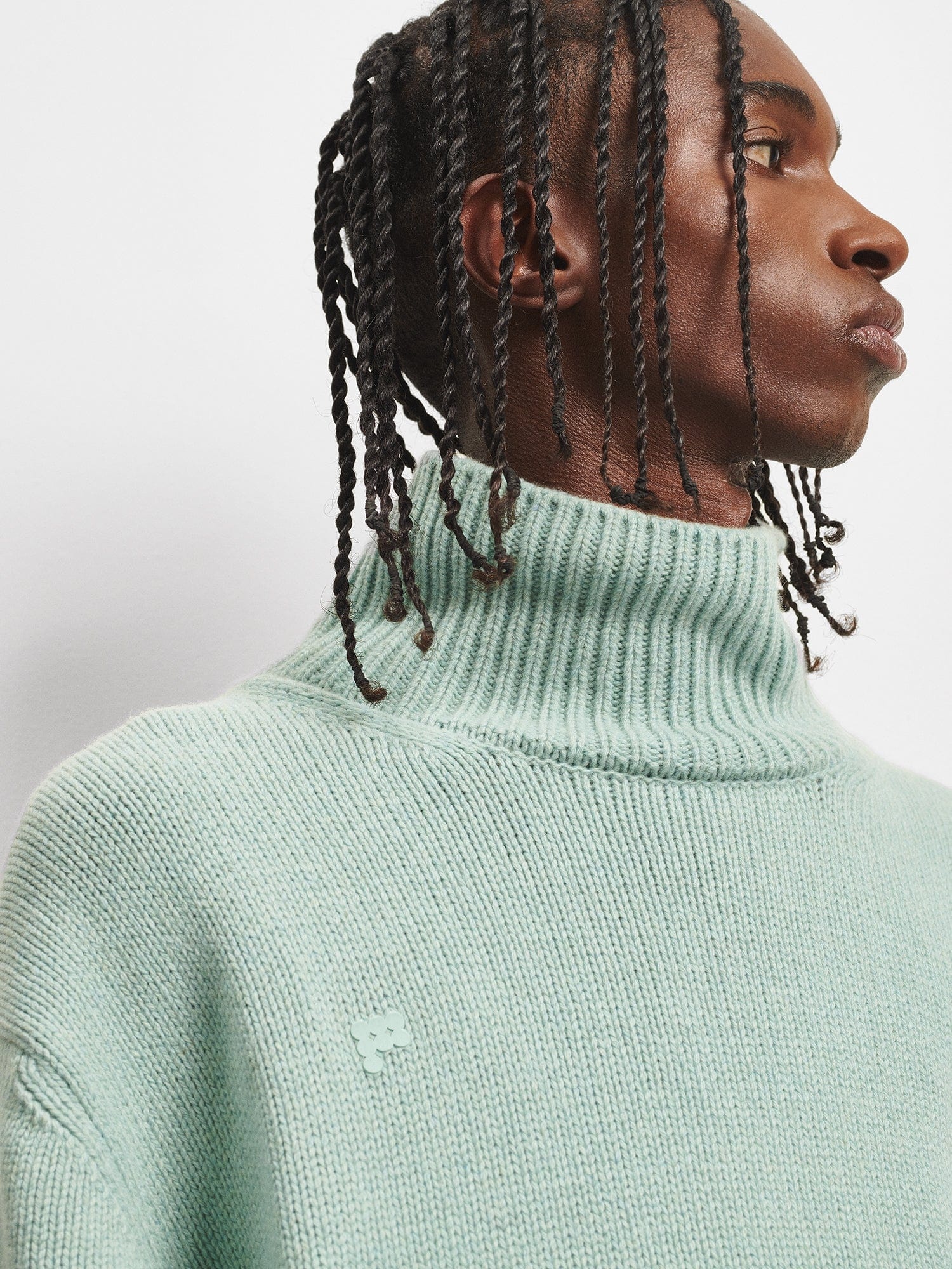 Men's Recycled Cashmere Turtleneck Sweater - Eucalyptus Blue - 4