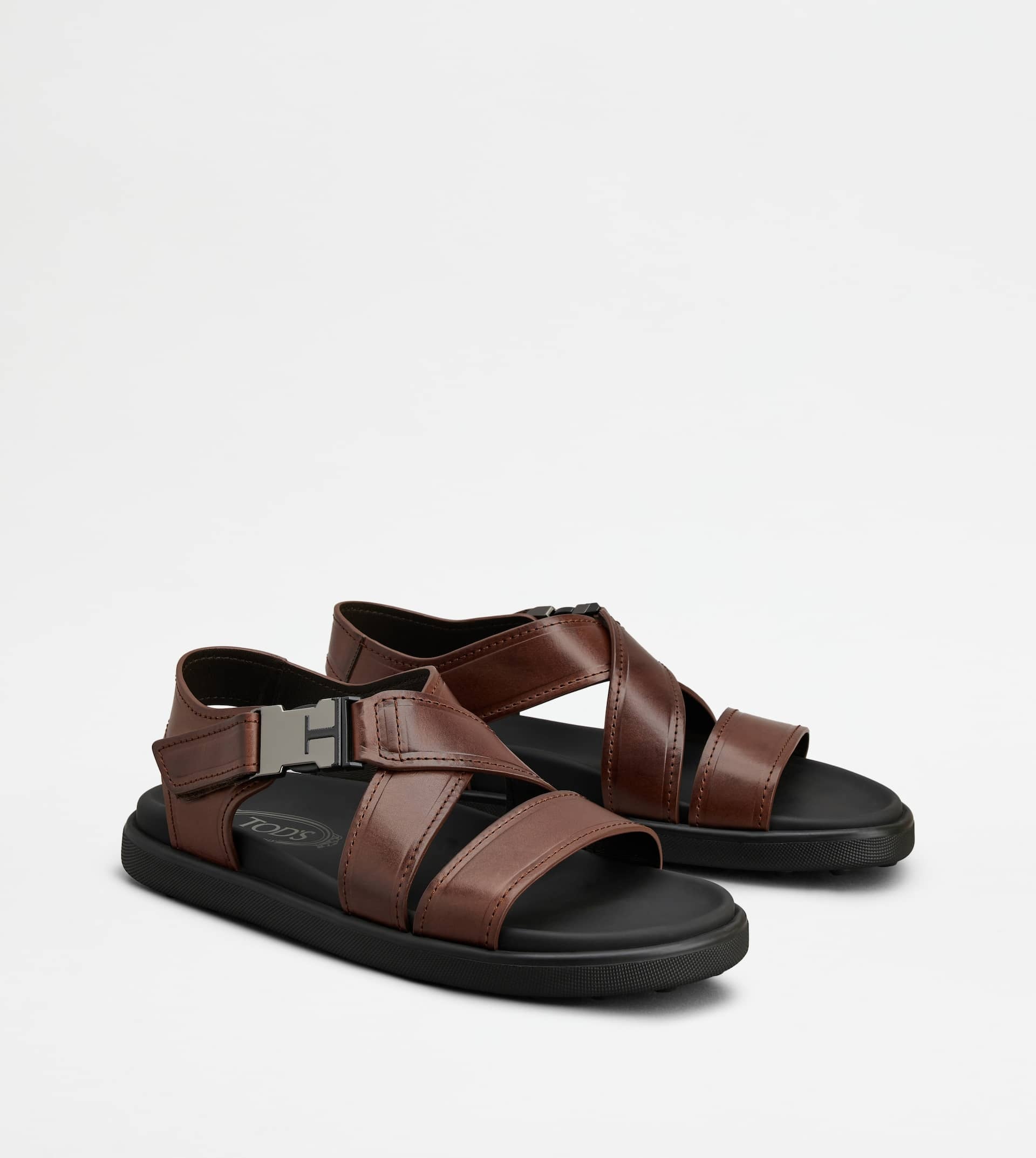 SANDALS IN LEATHER - BROWN - 2