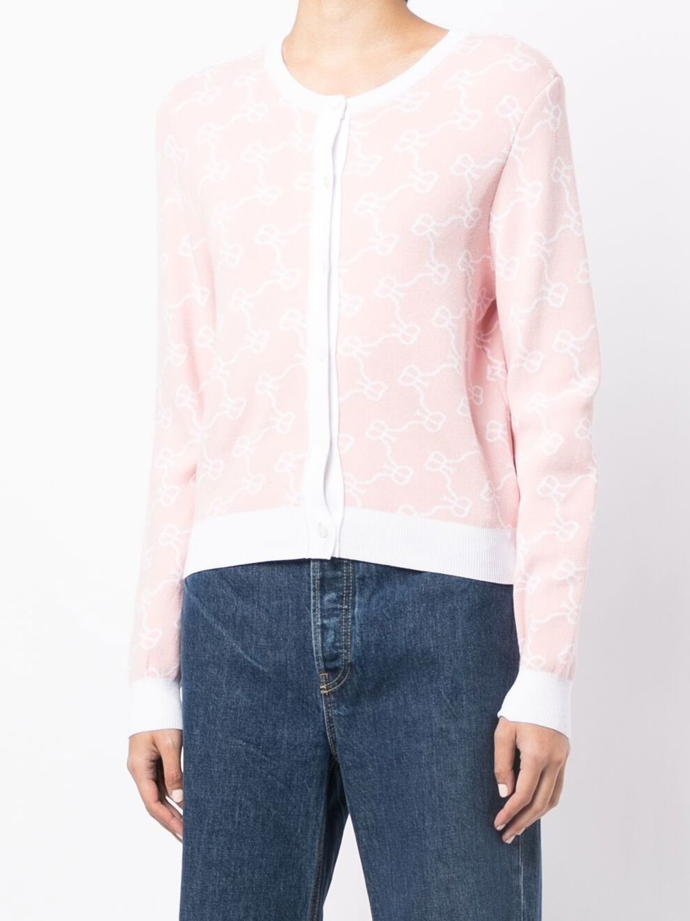 monogram-print button-up cardigan - 3