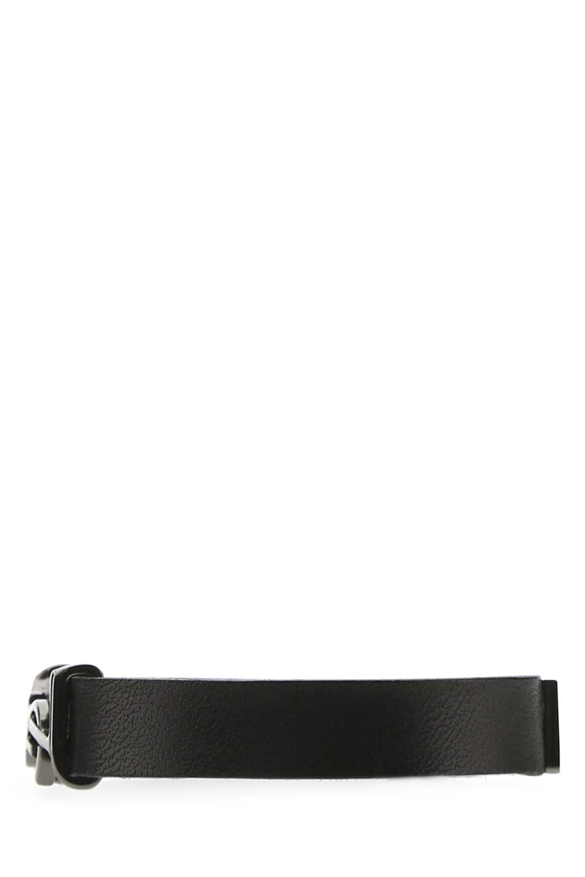 Saint Laurent Men Black Leather Opyum Bracelet - 2