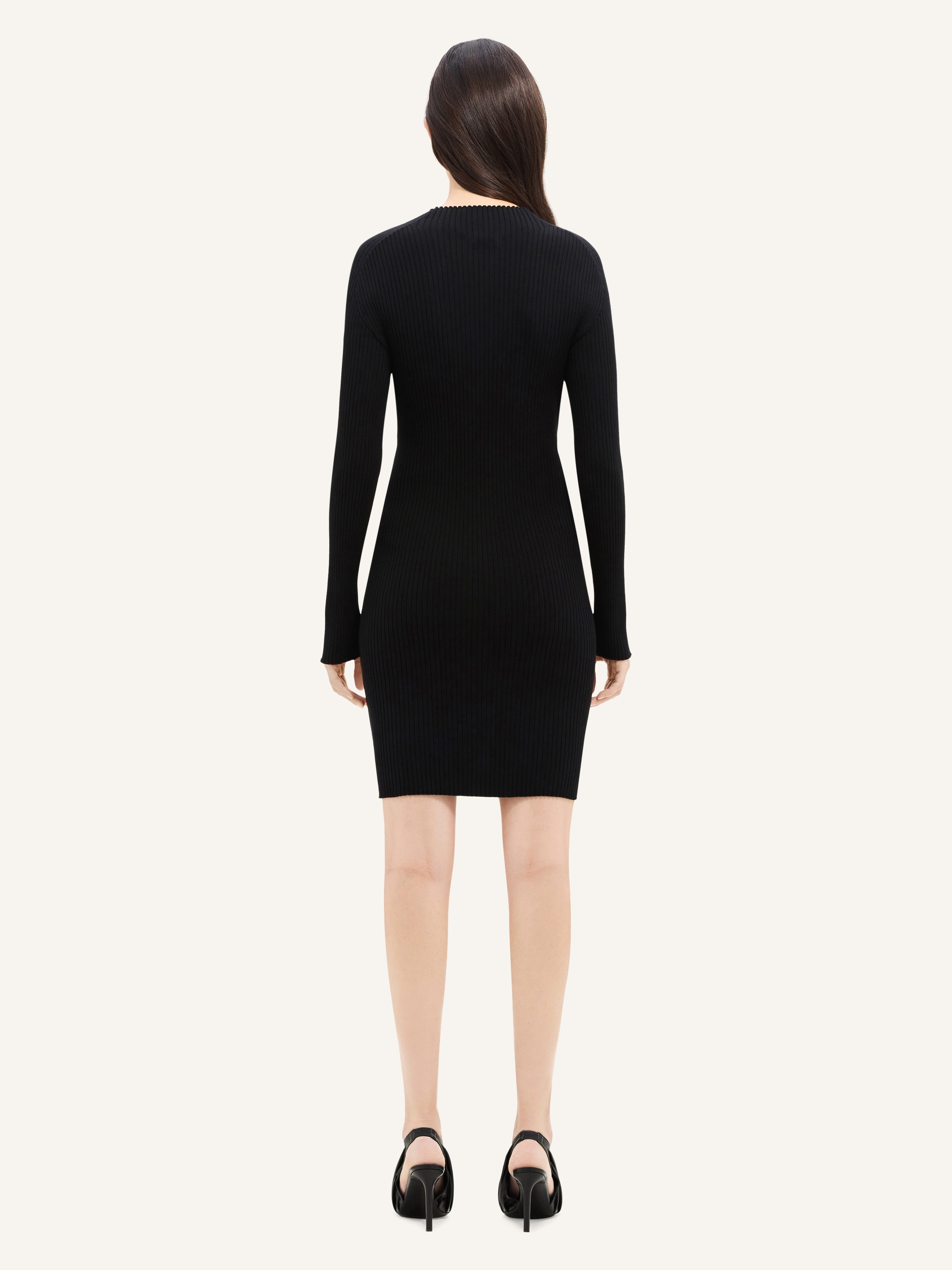 CONTRAST FRAME RIB KNIT MINI DRESS - 4