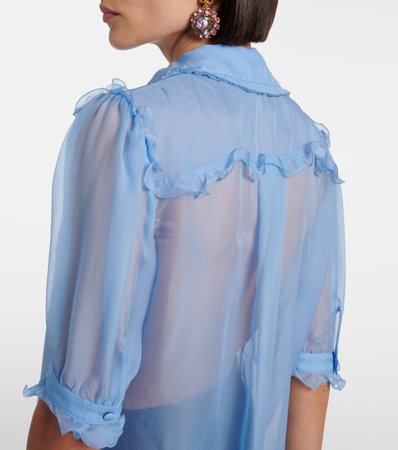 Ruffled semi-sheer silk blouse 5