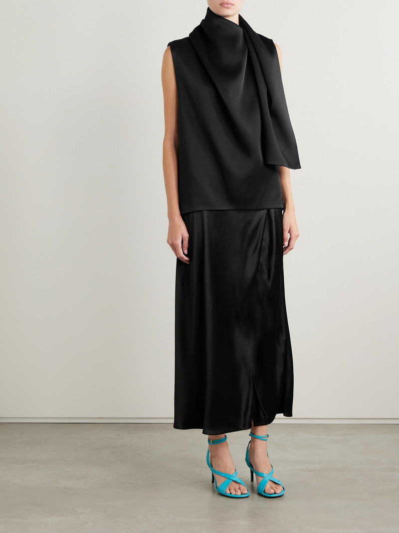 KHAITE Loe Draped Satin-crepe Blouse outlook
