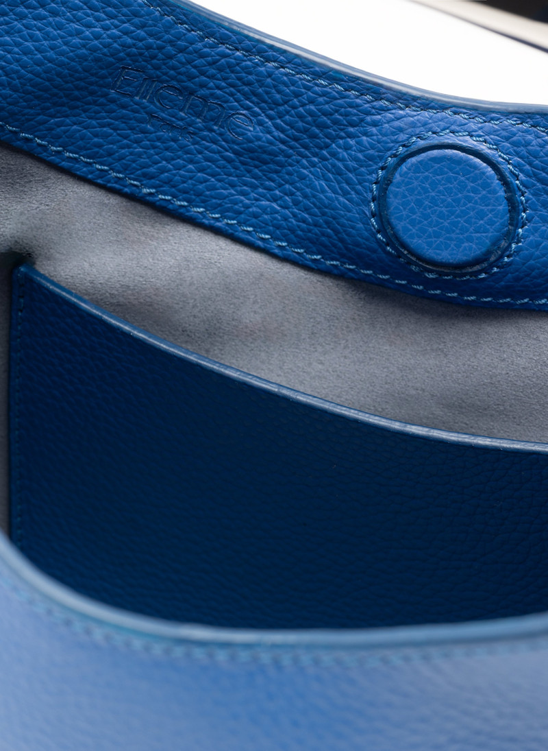 Small Boomerang Pebbled Leather Azure Blue-Silver 5