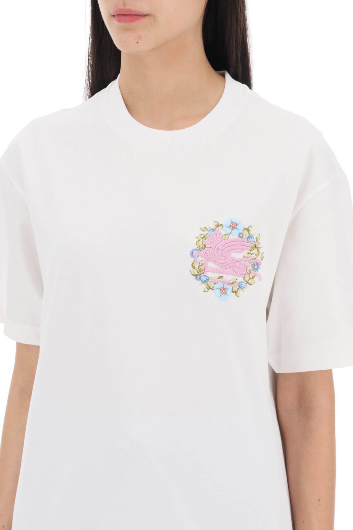 Tシャツ・カットソー ETRO T-SHIRT WITH PEGASUS EMBROIDERY (WRJB0007_AC036N0000) Etro Pegasus motif t-shirt - Black - Women | WRJB0007AC036N0000