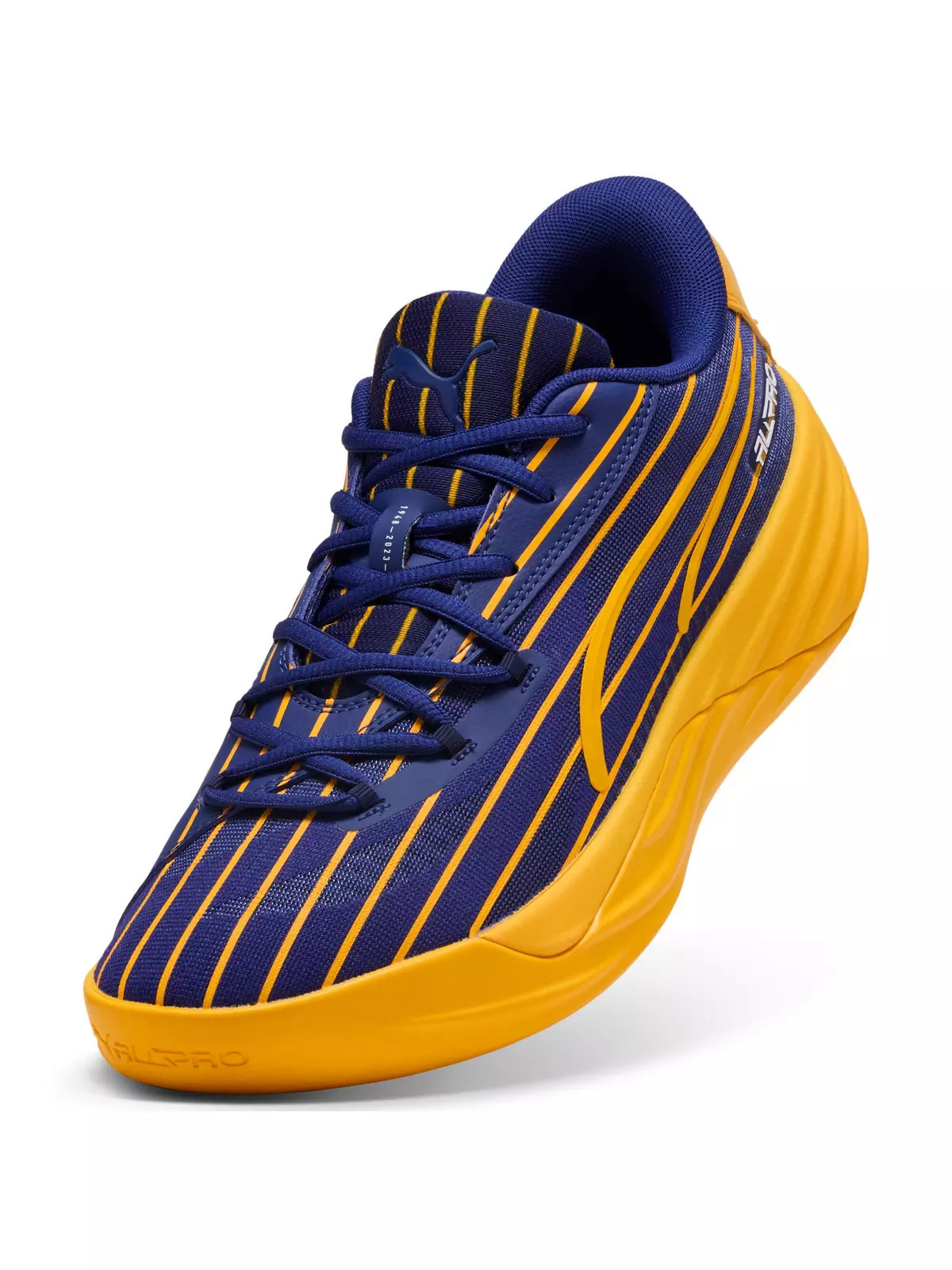 PUMA Tyrese Haliburton All-Pro NITRO Pinstripes "Elektro Blue/Sport Yellow" Men's Basketball Shoe - 5