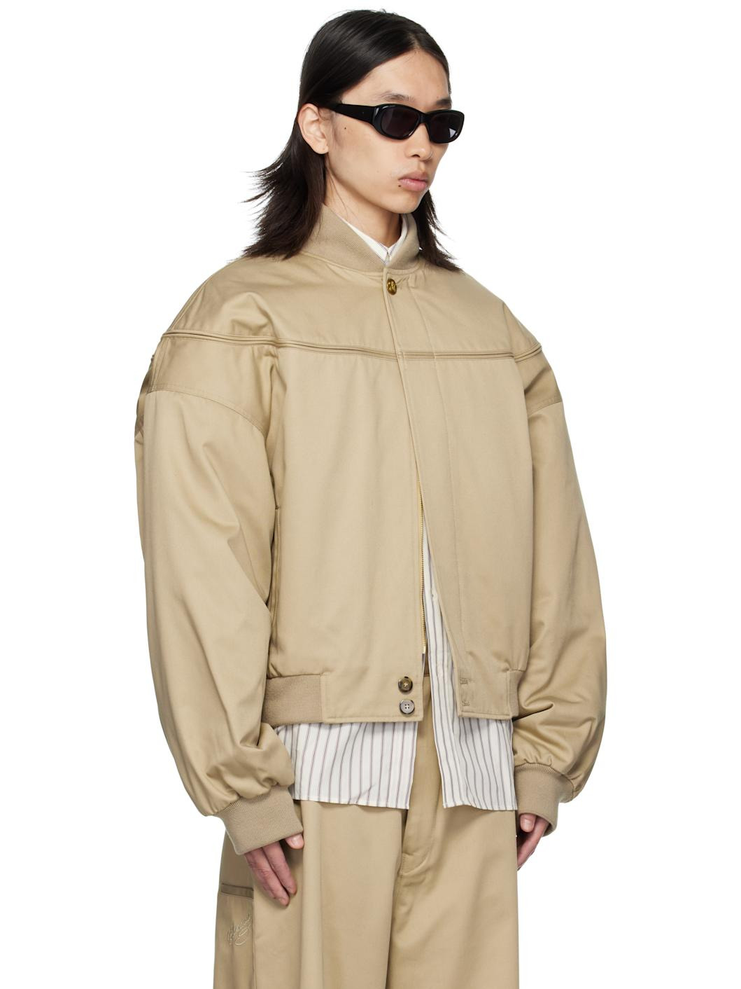 Beige Gas Station Bomber Jacket - 2