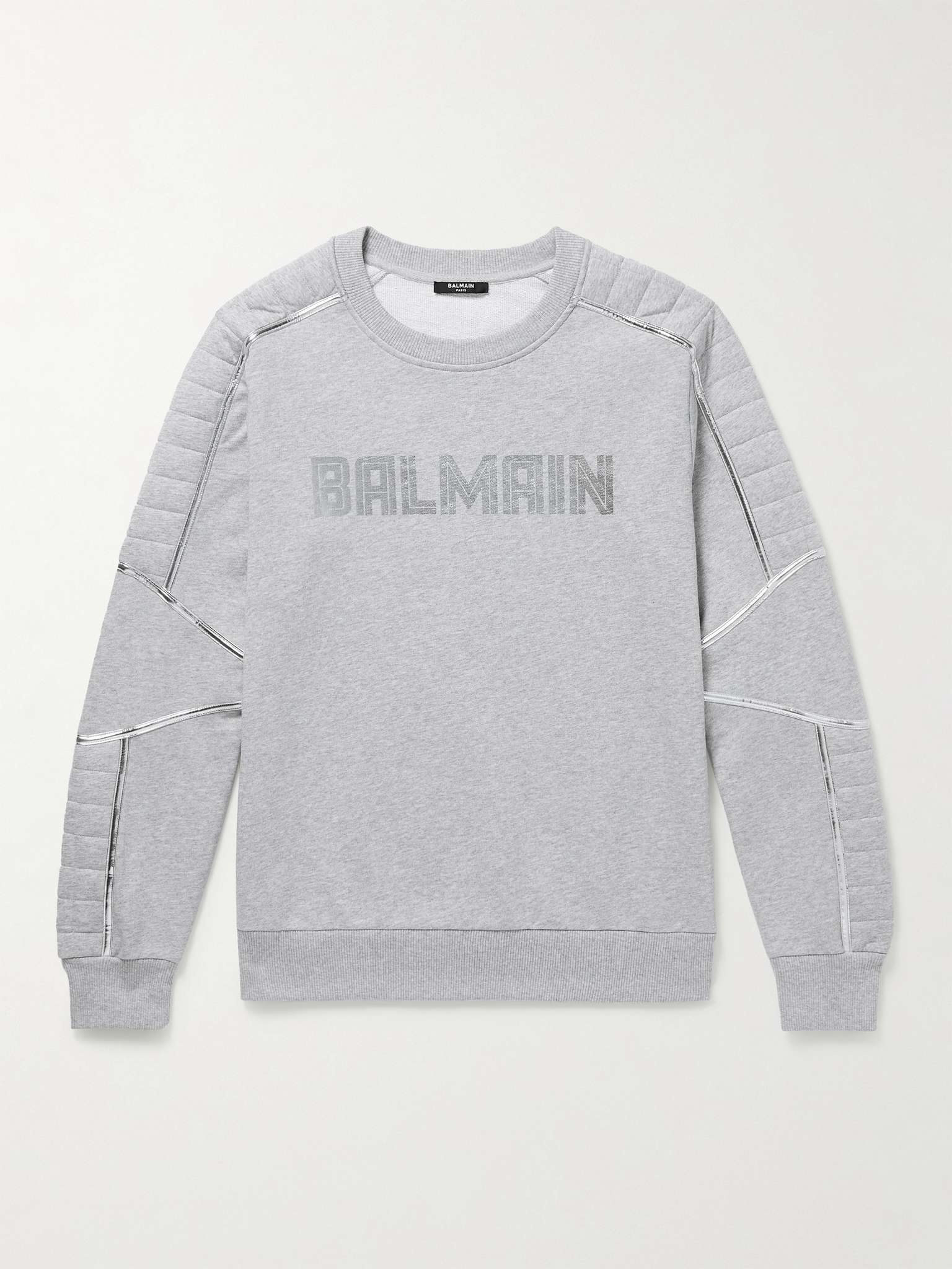 Metallic-Trimmed Logo-Print Quilted Cotton-Jersey Sweatshirt - 1