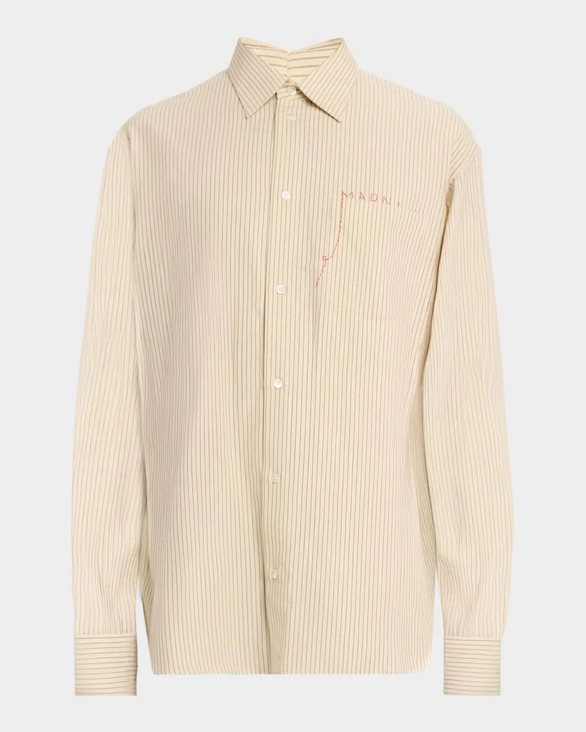 Men's Cotton Stripe Mending Logo Button-Down Shirt - 1