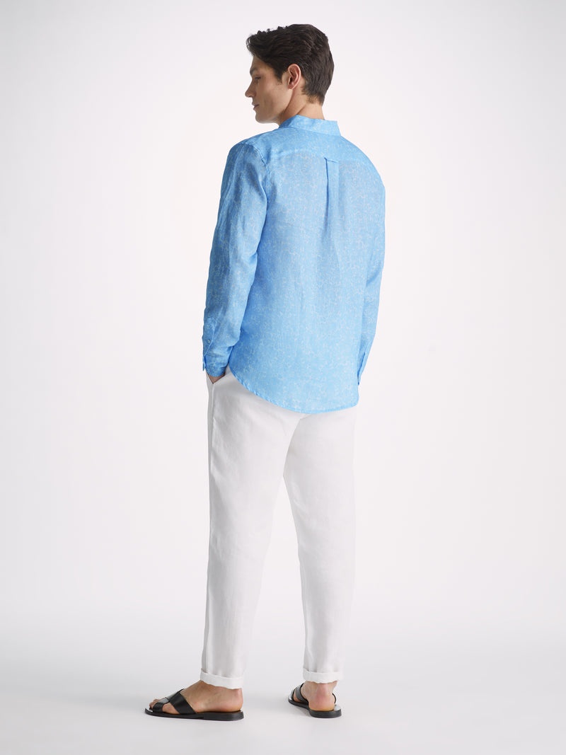 Men's Shirt Milan 21 Linen Blue - 5