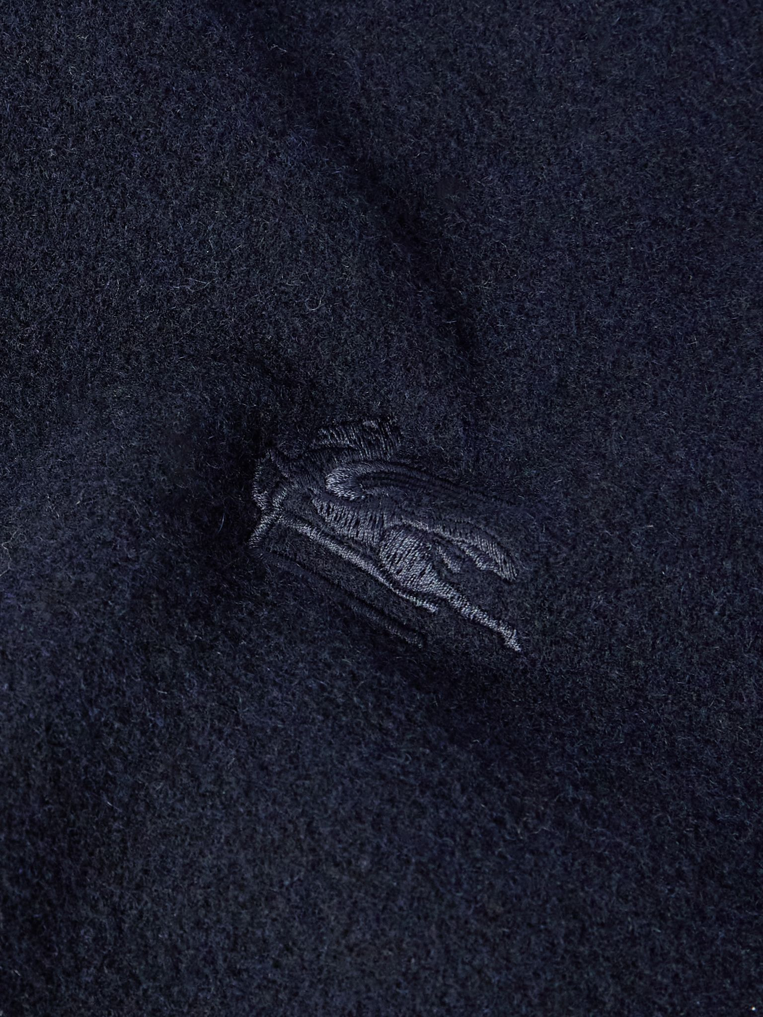 Logo-Embroidered Wool-Blend Bomber Jacket Blue - 5