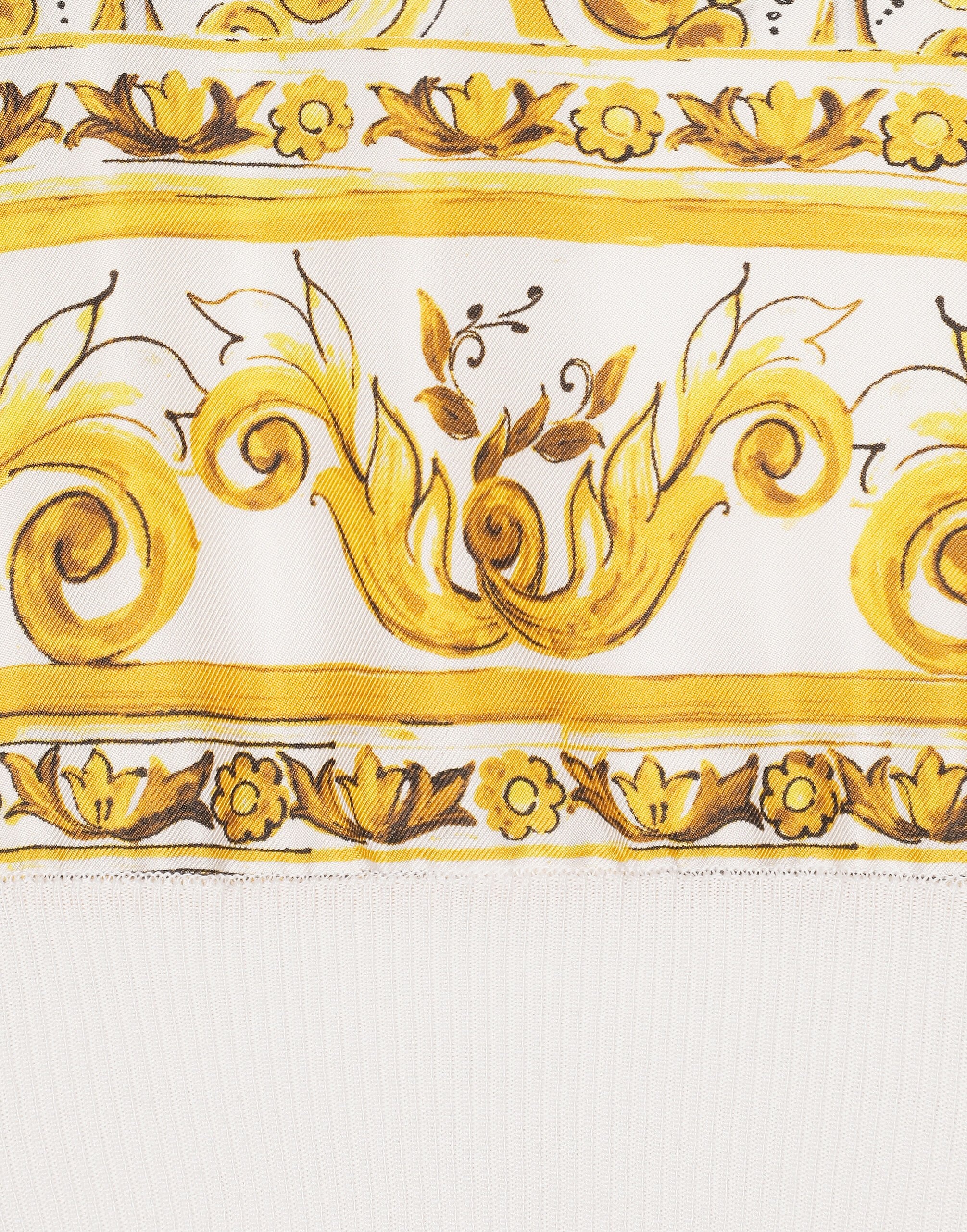 Sleeveless silk sweater with majolica-print silk twill panel on the front - 6