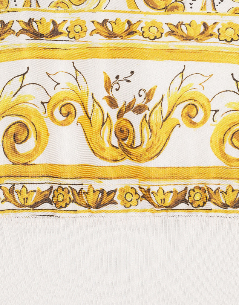 Sleeveless silk sweater with majolica-print silk twill panel on the front 6