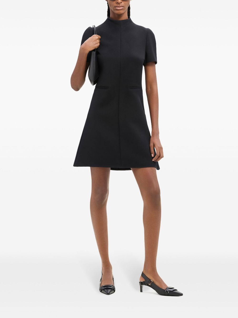 twill A-line mini dress - 2