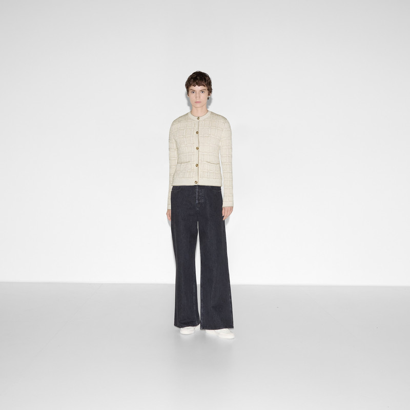 GUCCI Wool and lamé check jacquard cardigan outlook