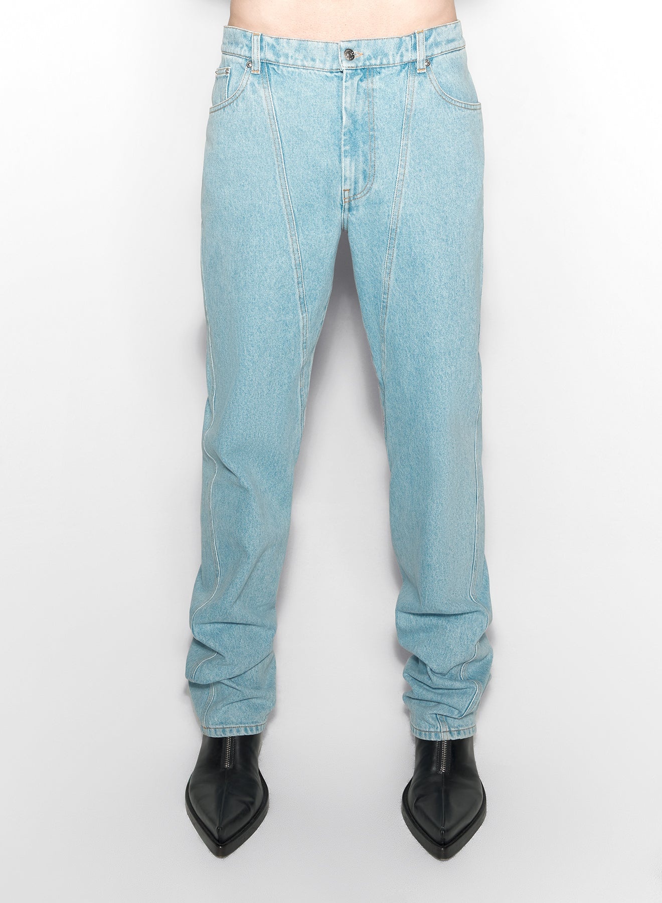 blue straight leg jeans - 2