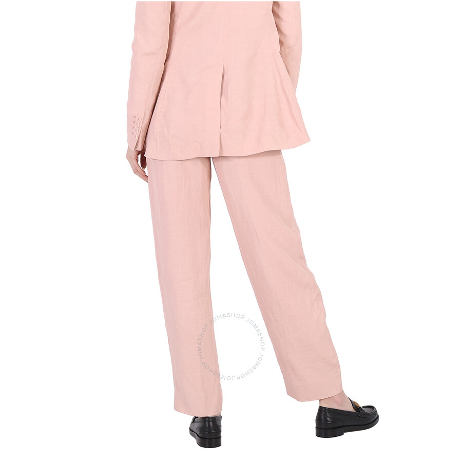 Stella Mccartney Rose Fluid Linen Pleat Front Straight Leg Trousers - 3