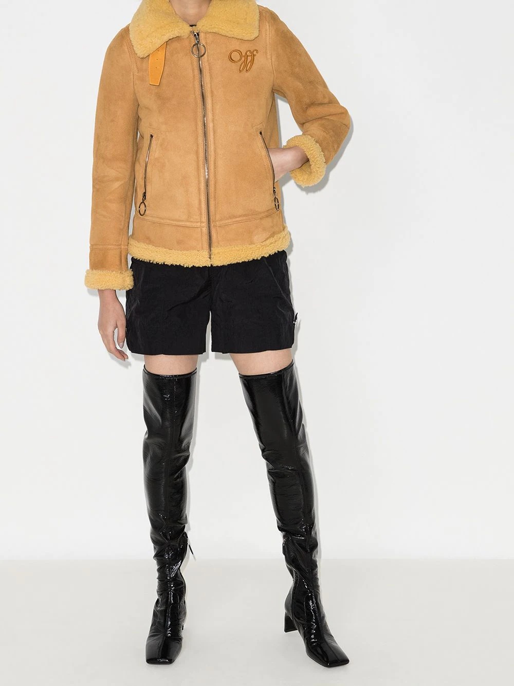 Aviator style shearling coat - 2