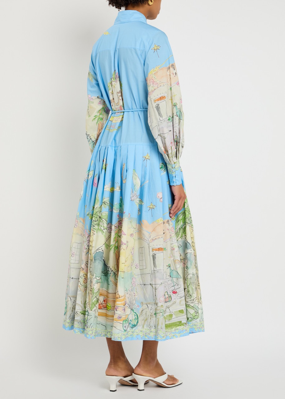 Alemais Anouk Printed Cotton Midi Shirt Dress - 3