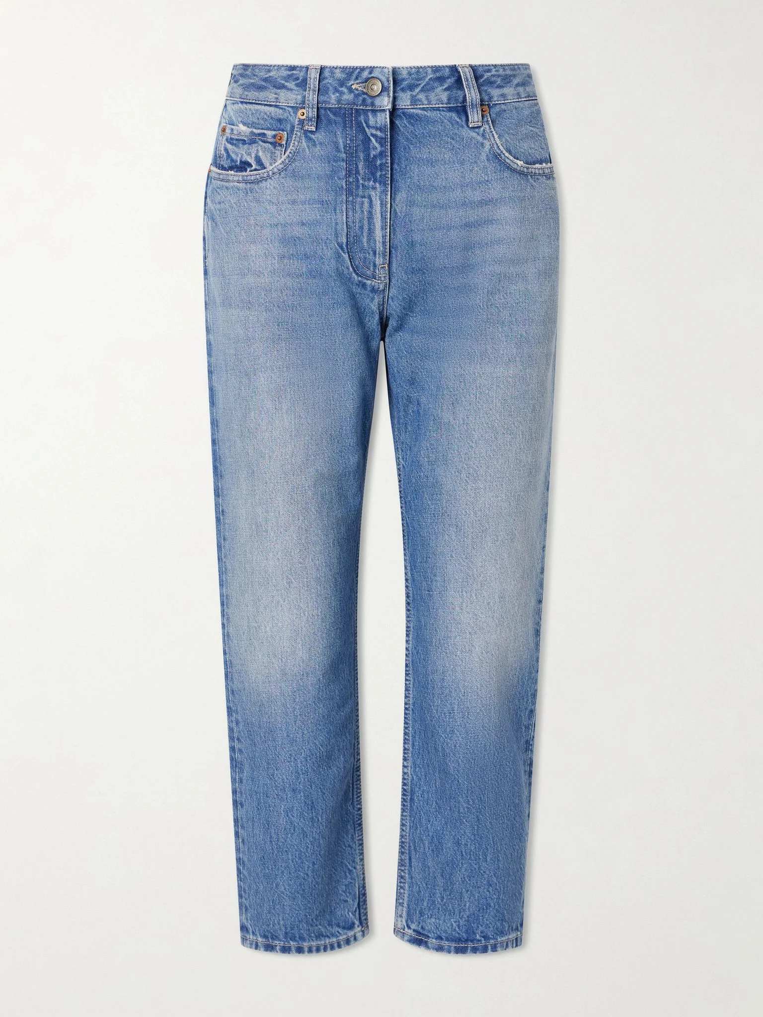 Cropped mid-rise straight-leg jeans Mid denim - 1
