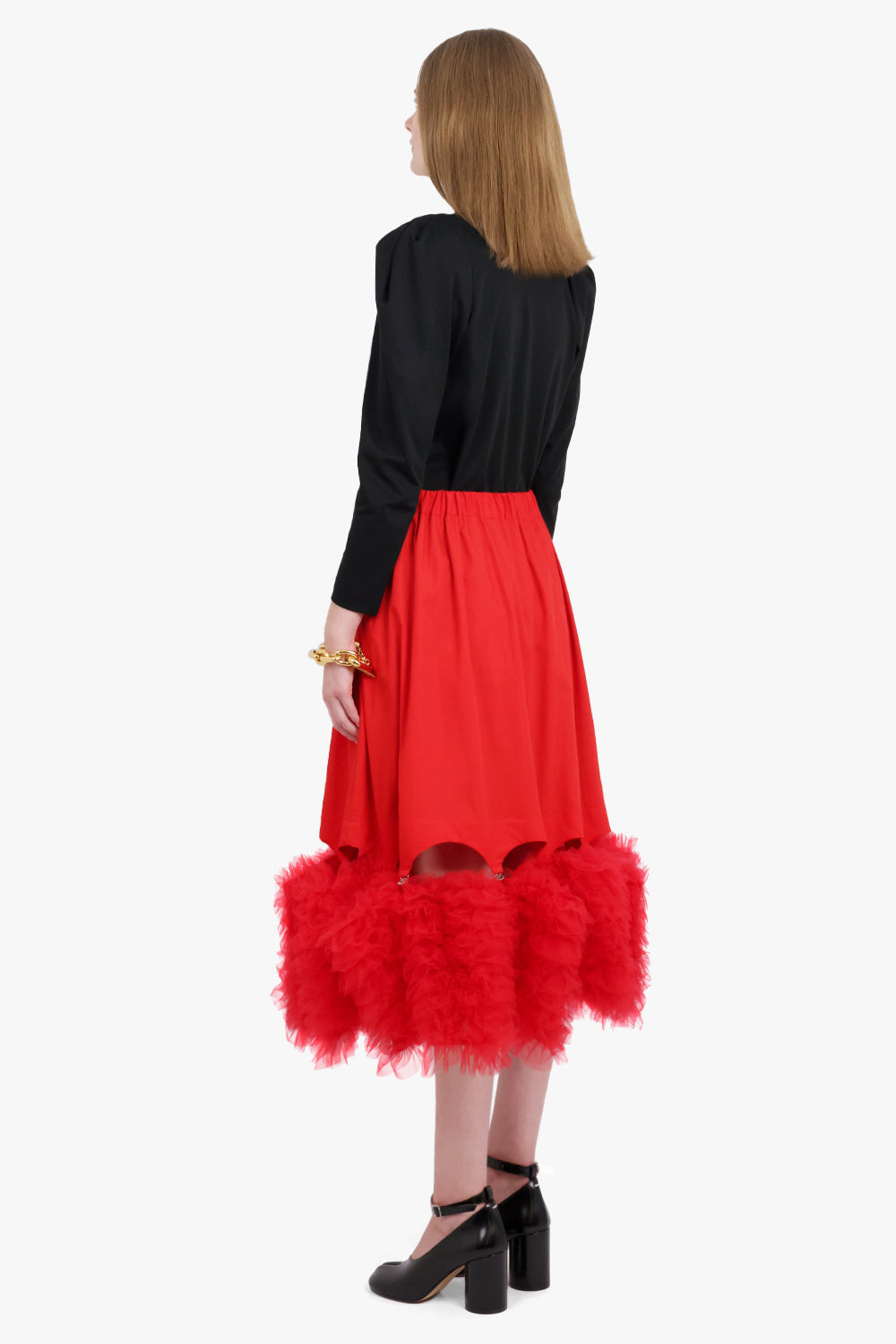 RUCHED PUFF SHOULDER L/S TOP | BLACK - 5