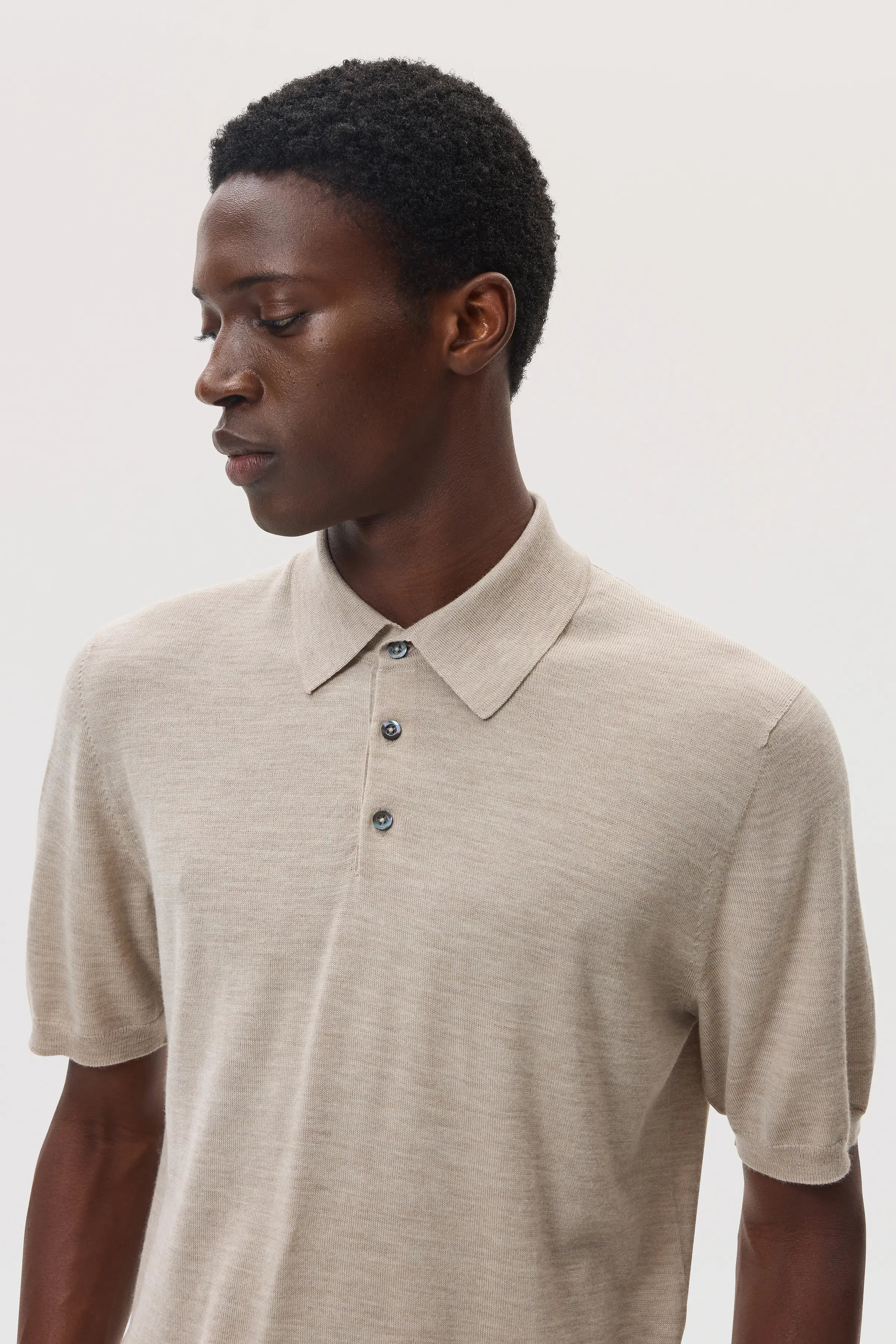 Superfine Merino Natural Polo Shirt - 3