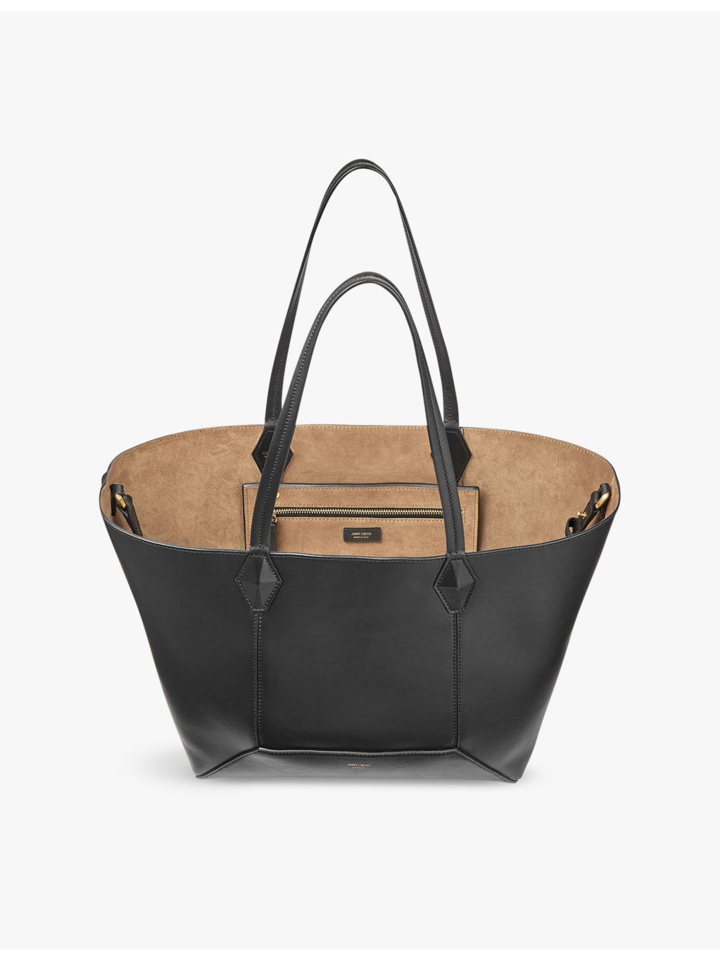 Diamond logo-embossed medium leather tote bag - 4