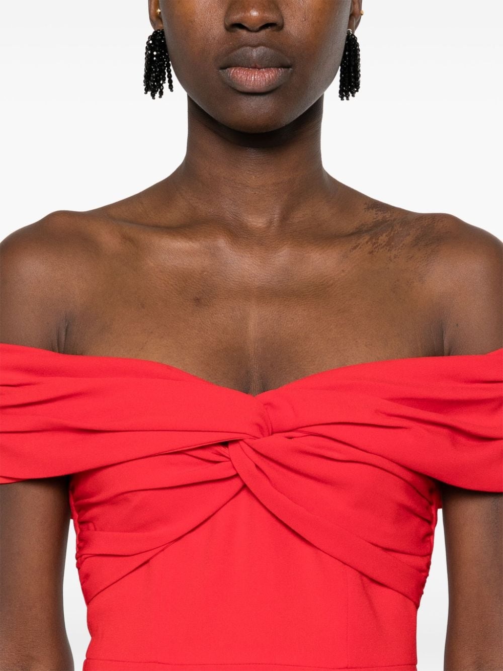 off-shoulder crepe midi dress - 5