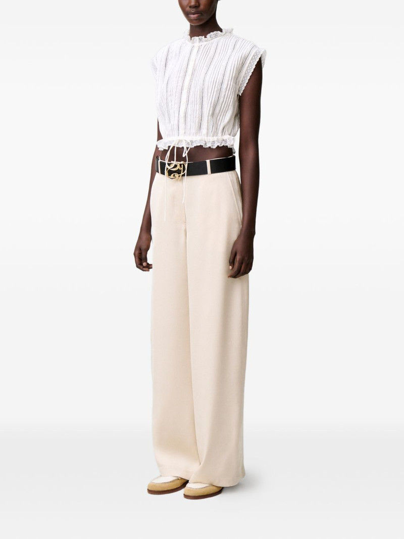 lace-trim pleated shirt 3