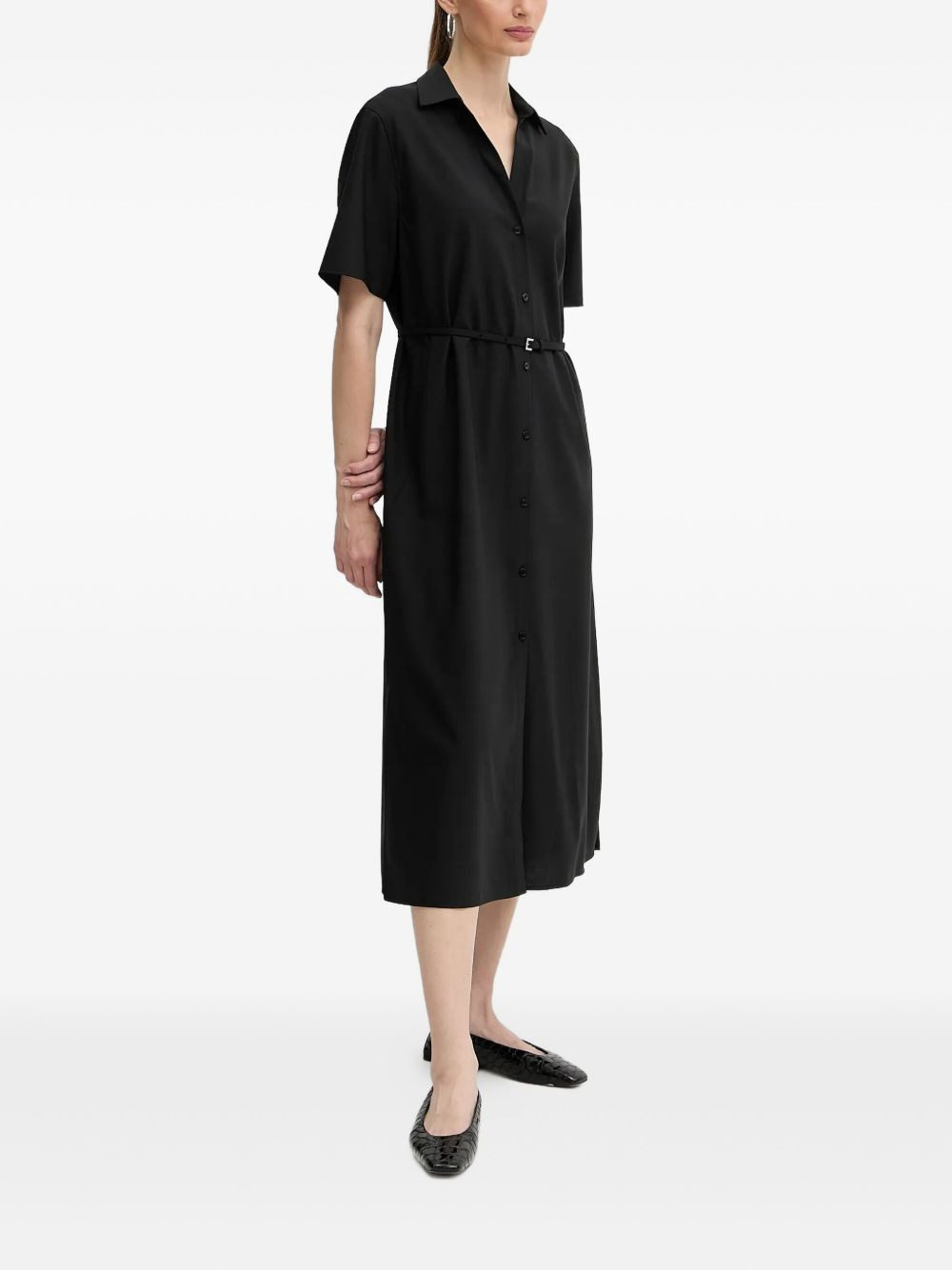 belted midi shirt dress - 2
