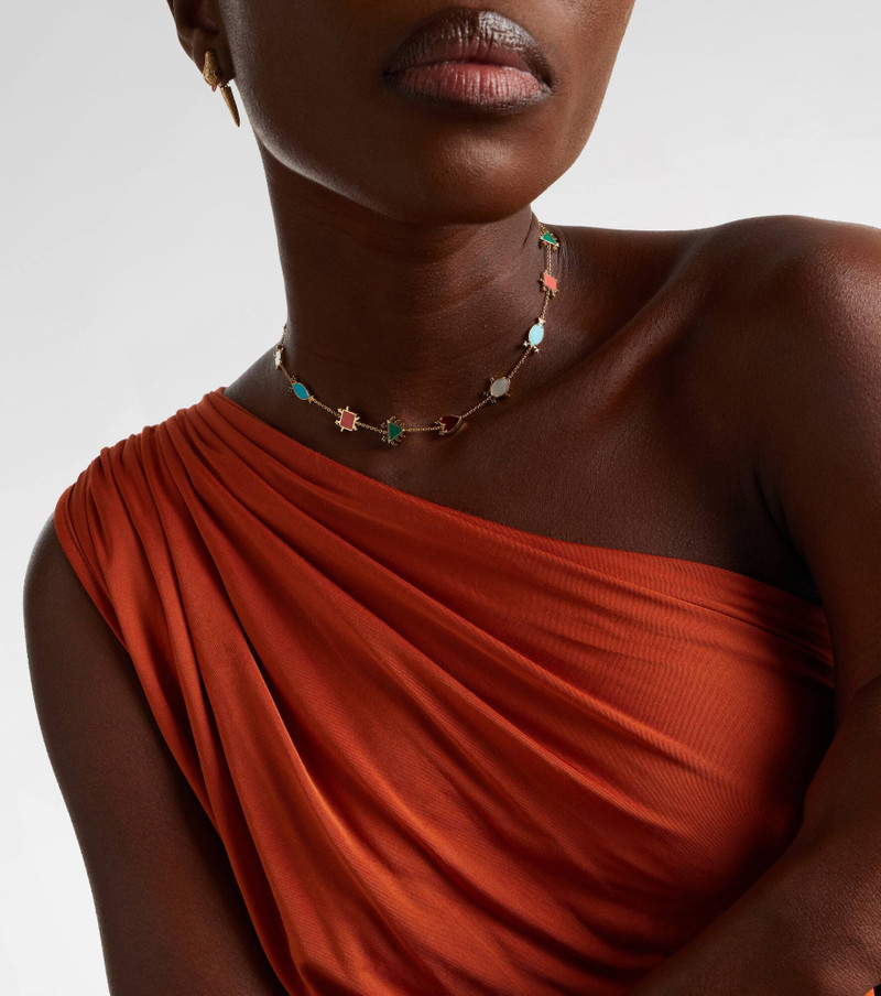 Yvonne Léon Petits Personnages 9kt gold necklace with diamonds and gemstones outlook