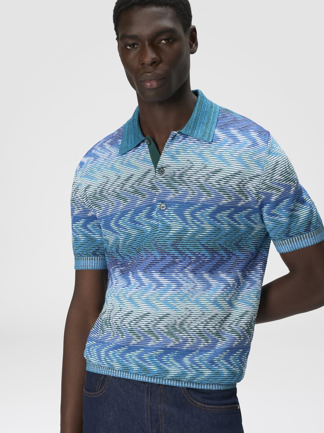 Cotton knit polo shirt with contrasting piping - 4