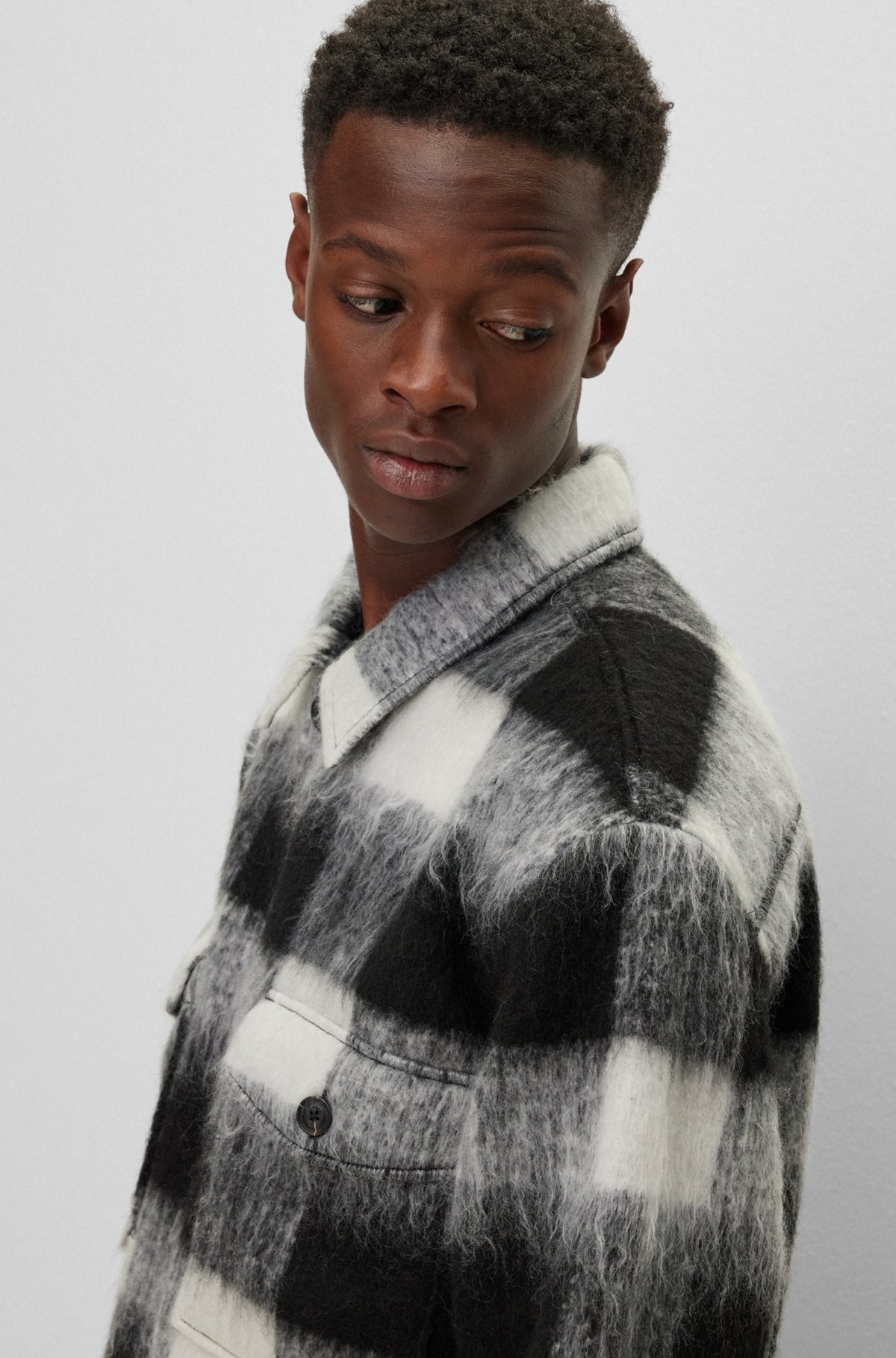 OVERSIZE-FIT OVERSHIRT IN GLEN-CHECK WOOL-EFFECT FABRIC - 3