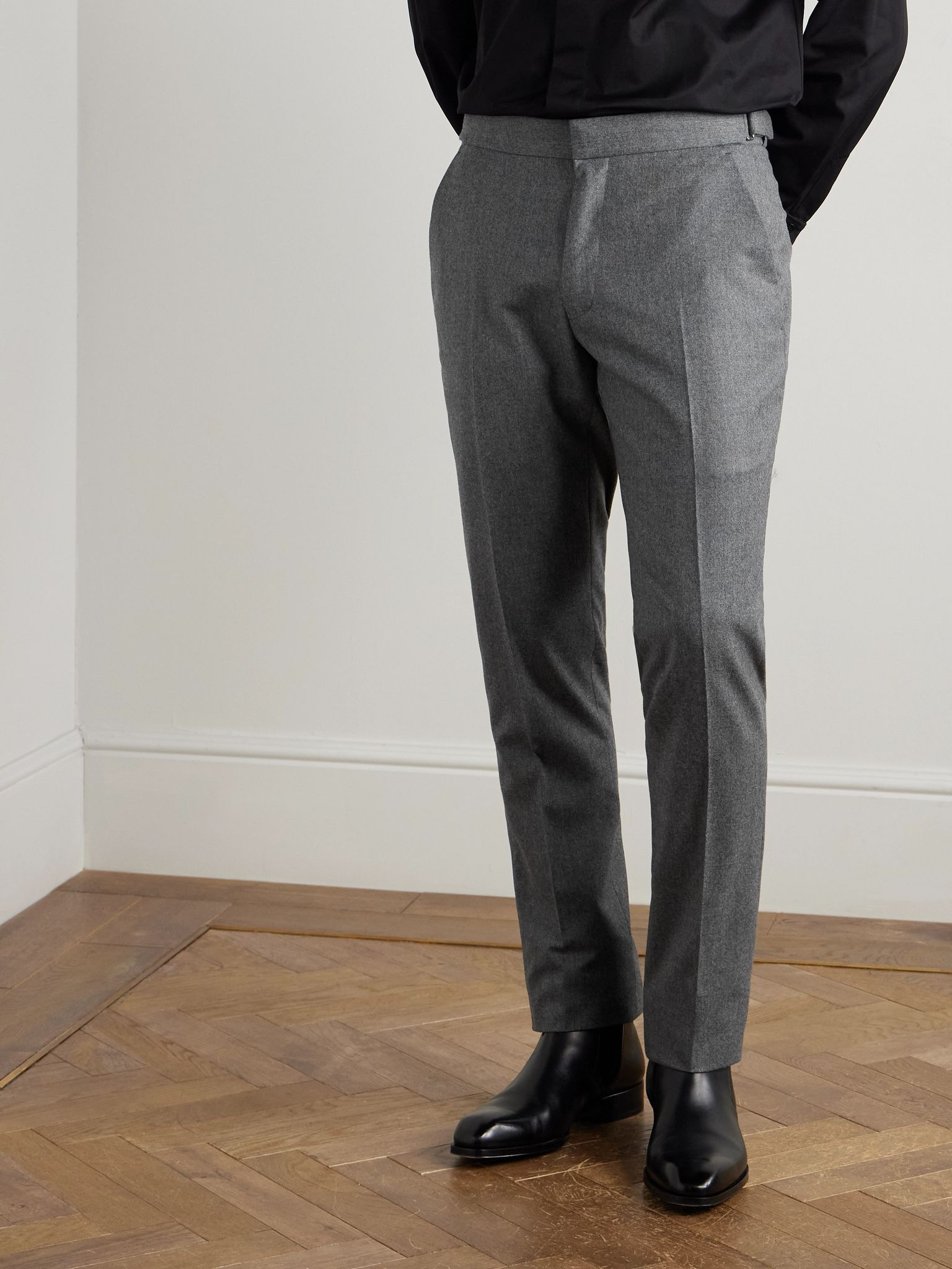 Dyllan Straight-Leg Wool-Flannel Suit Trousers Gray - 3