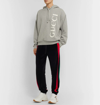 GUCCI Tapered Striped Cotton-Blend Velour Sweatpants outlook