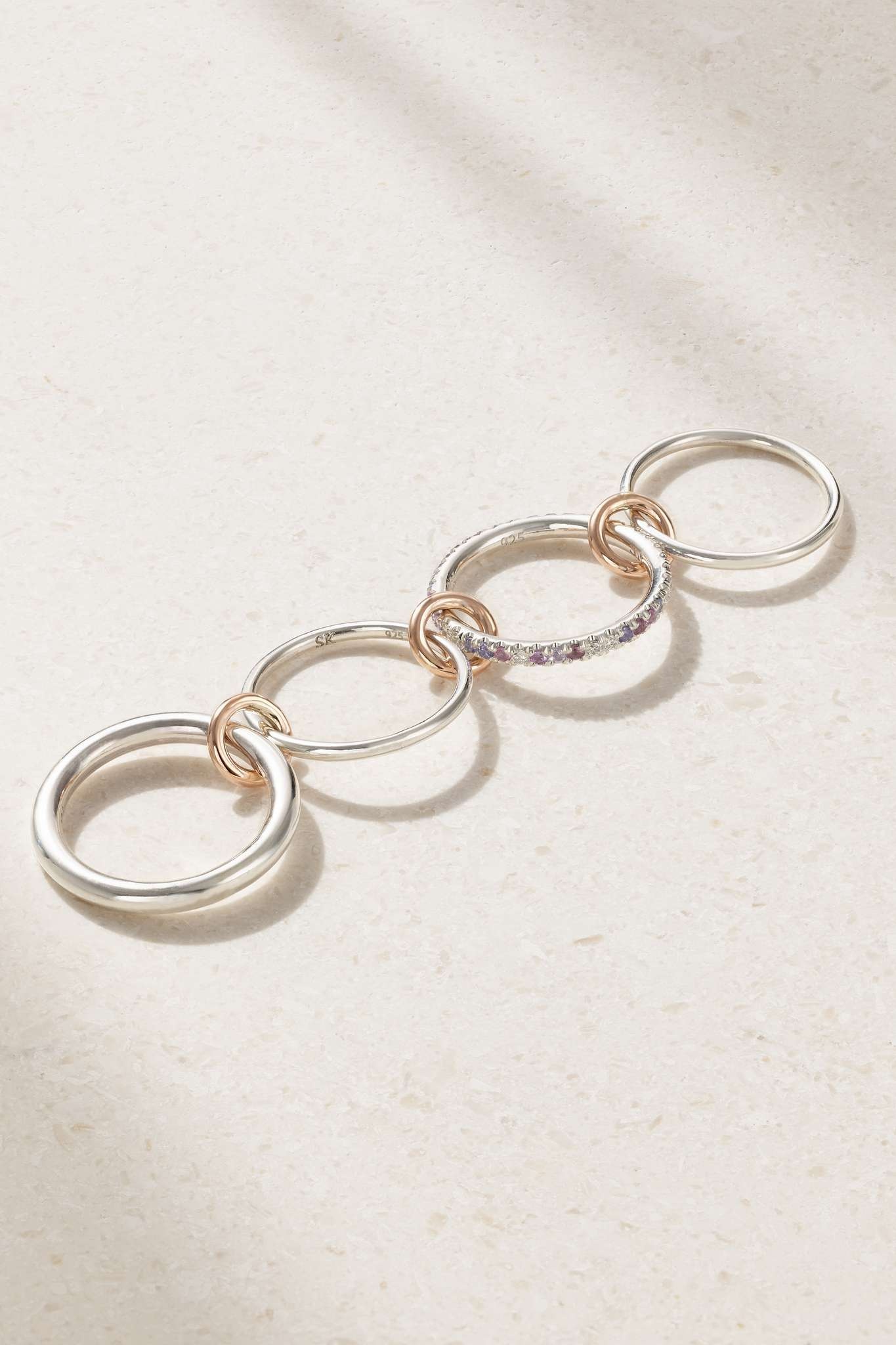 Nimbus Dusk set of four 18-karat yellow and rose gold multi-stone rings - 4