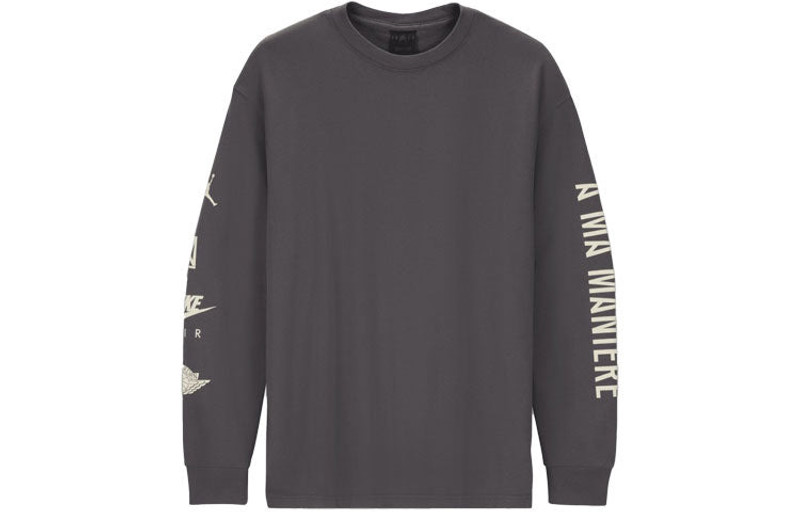 Jordan Air Jordan x A Ma Manire Crossover Logo Printing Round Neck Long Sleeves Asia Edition Gray CV3449-09 outlook